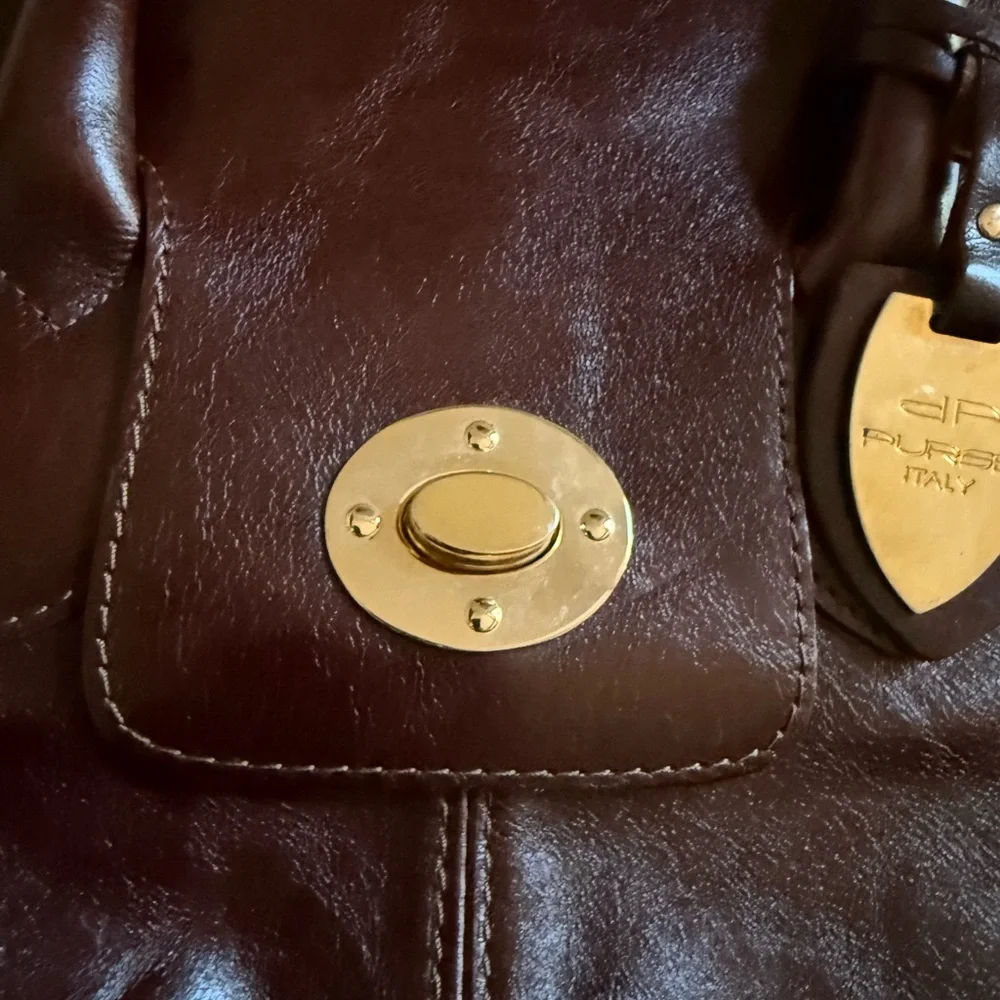 DP purse- Italian chocolate leather gold hardware